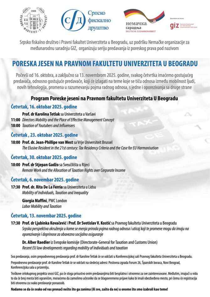 Poster General Agenda Tax Autumn SERBIAN